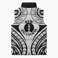 New Caledonia Day Sleeveless Puffer Jacket Polynesian Curves White Color LT05 - Polynesian Pride
