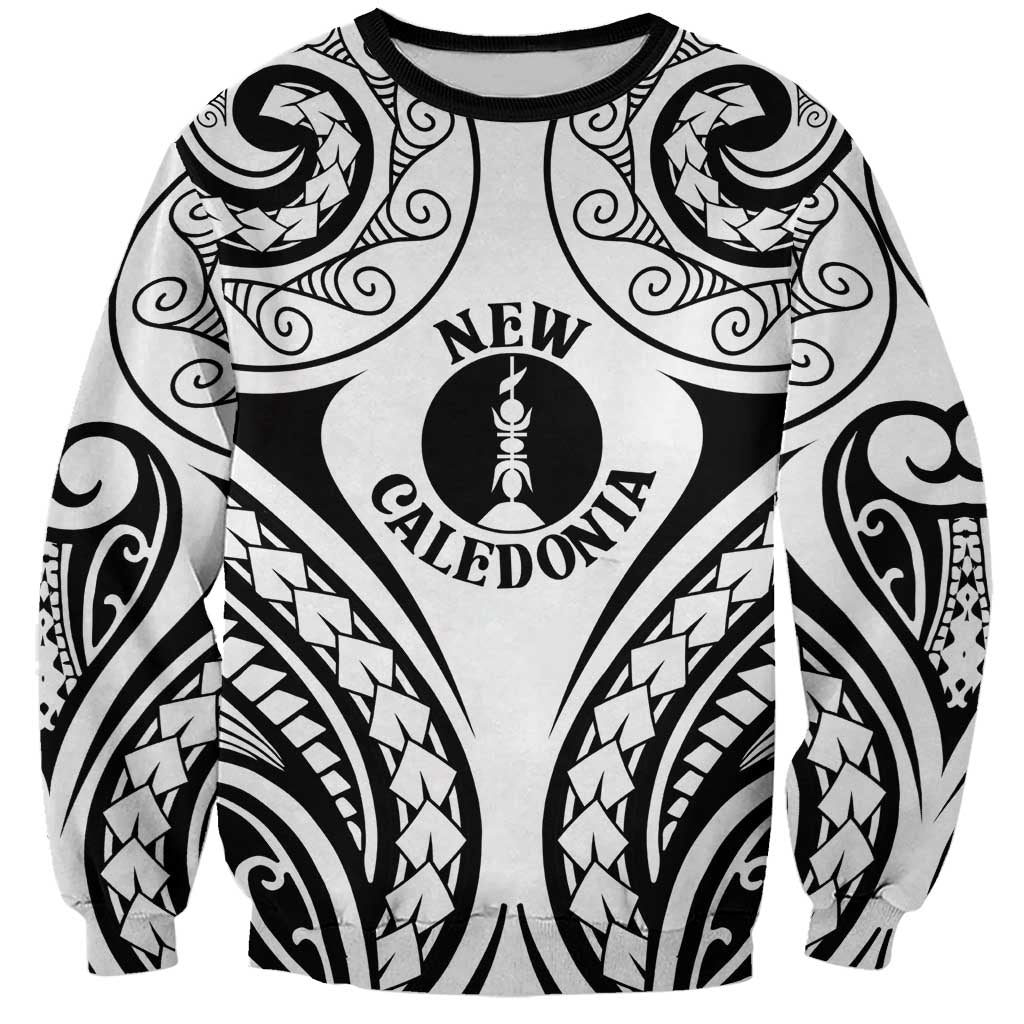 New Caledonia Day Sweatshirt Polynesian Curves White Color LT05 Unisex White - Polynesian Pride