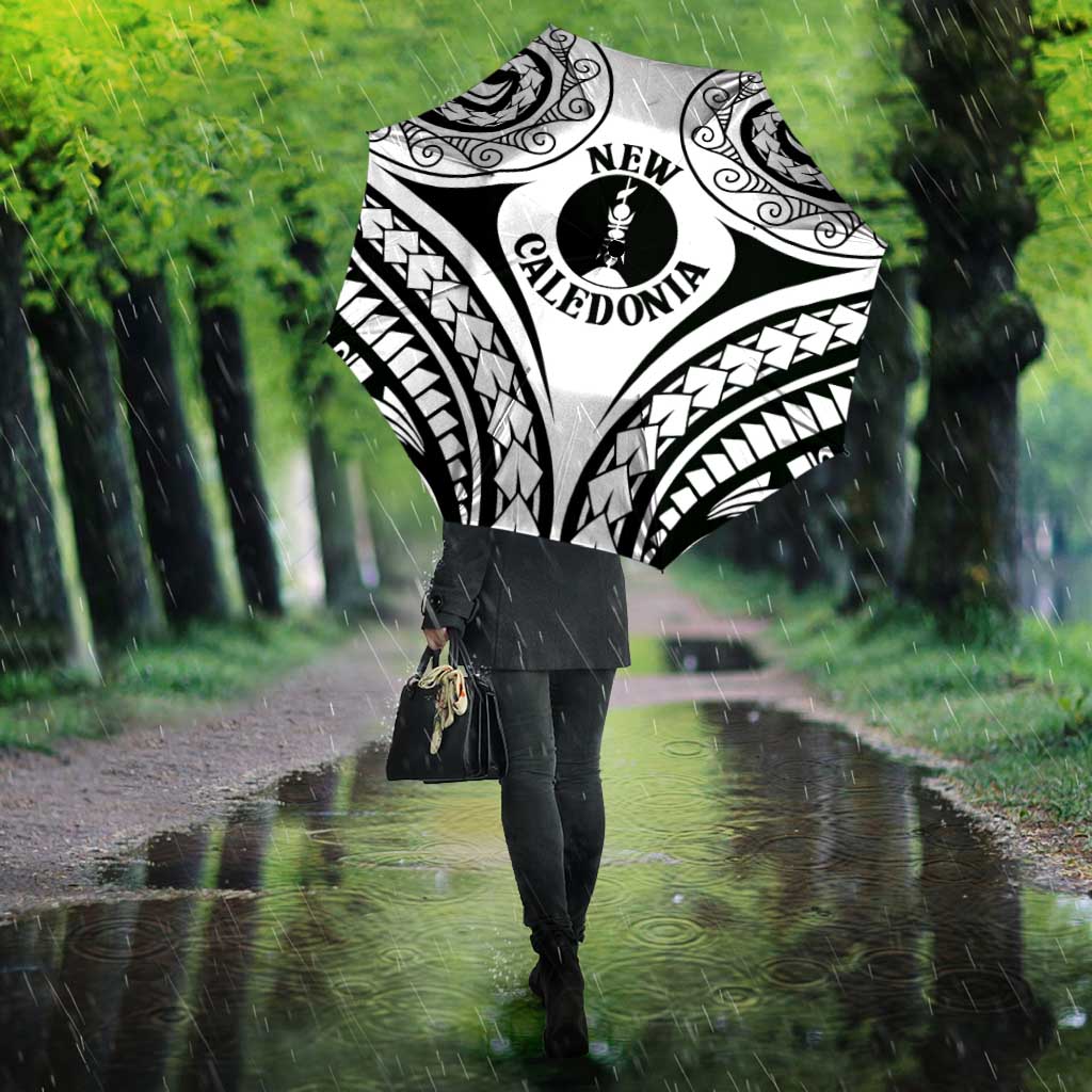 New Caledonia Day Umbrella Polynesian Curves White Color LT05 - Polynesian Pride