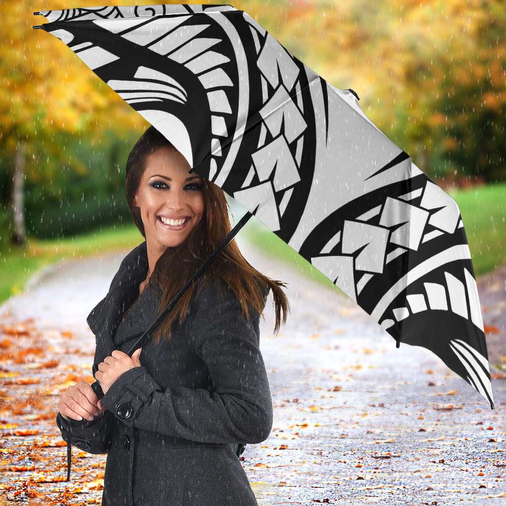 New Caledonia Day Umbrella Polynesian Curves White Color LT05 - Polynesian Pride