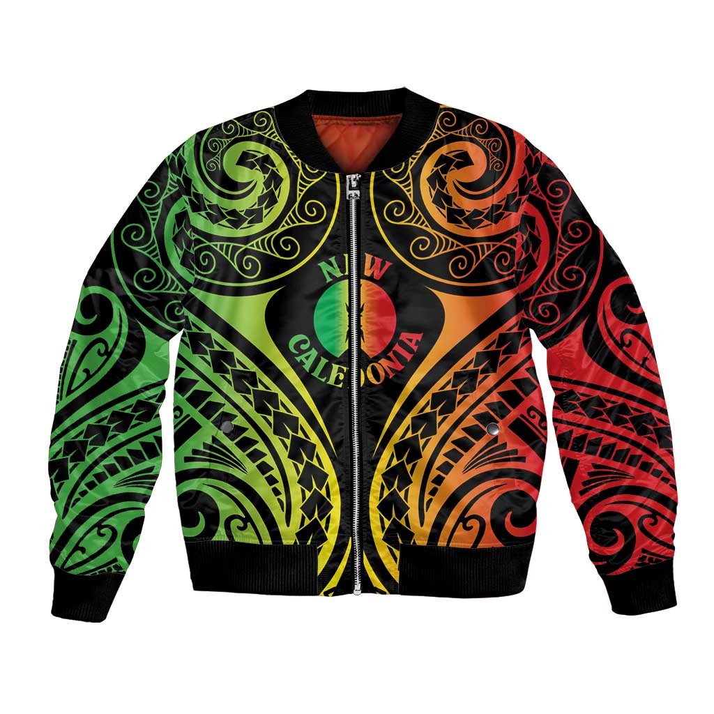 New Caledonia Day Bomber Jacket Polynesian Curves Reggae Color LT05 Unisex Reggae - Polynesian Pride