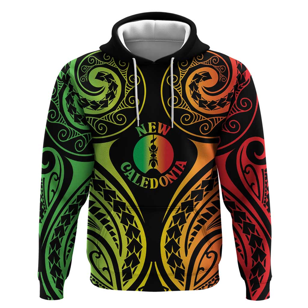 New Caledonia Day Hoodie Polynesian Curves Reggae Color LT05 Pullover Hoodie Reggae - Polynesian Pride