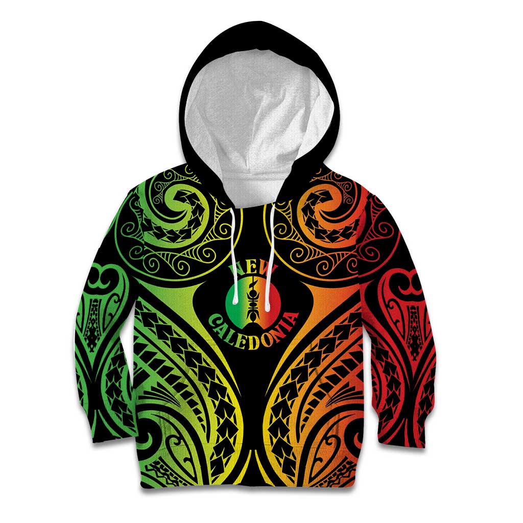 New Caledonia Day Kid Hoodie Polynesian Curves Reggae Color LT05 Hoodie Reggae - Polynesian Pride