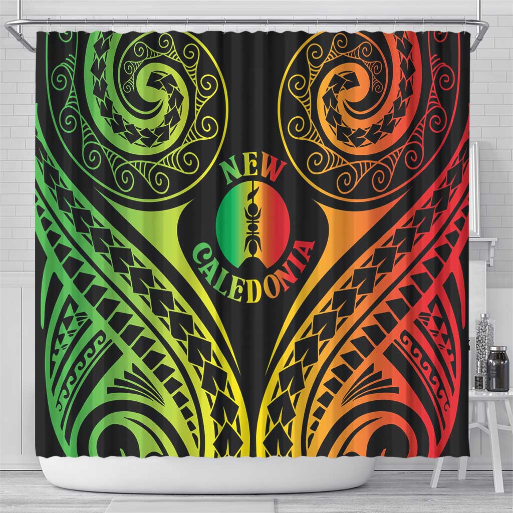 New Caledonia Day Shower Curtain Polynesian Curves Reggae Color LT05 - Polynesian Pride
