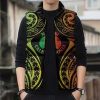 New Caledonia Day Sleeveless Puffer Jacket Polynesian Curves Reggae Color LT05 - Polynesian Pride