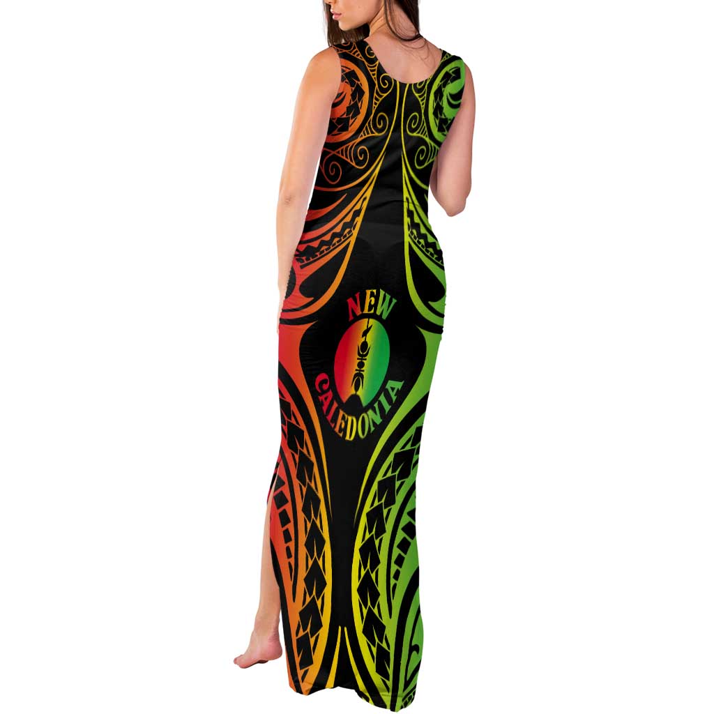 New Caledonia Day Tank Maxi Dress Polynesian Curves Reggae Color LT05 - Polynesian Pride