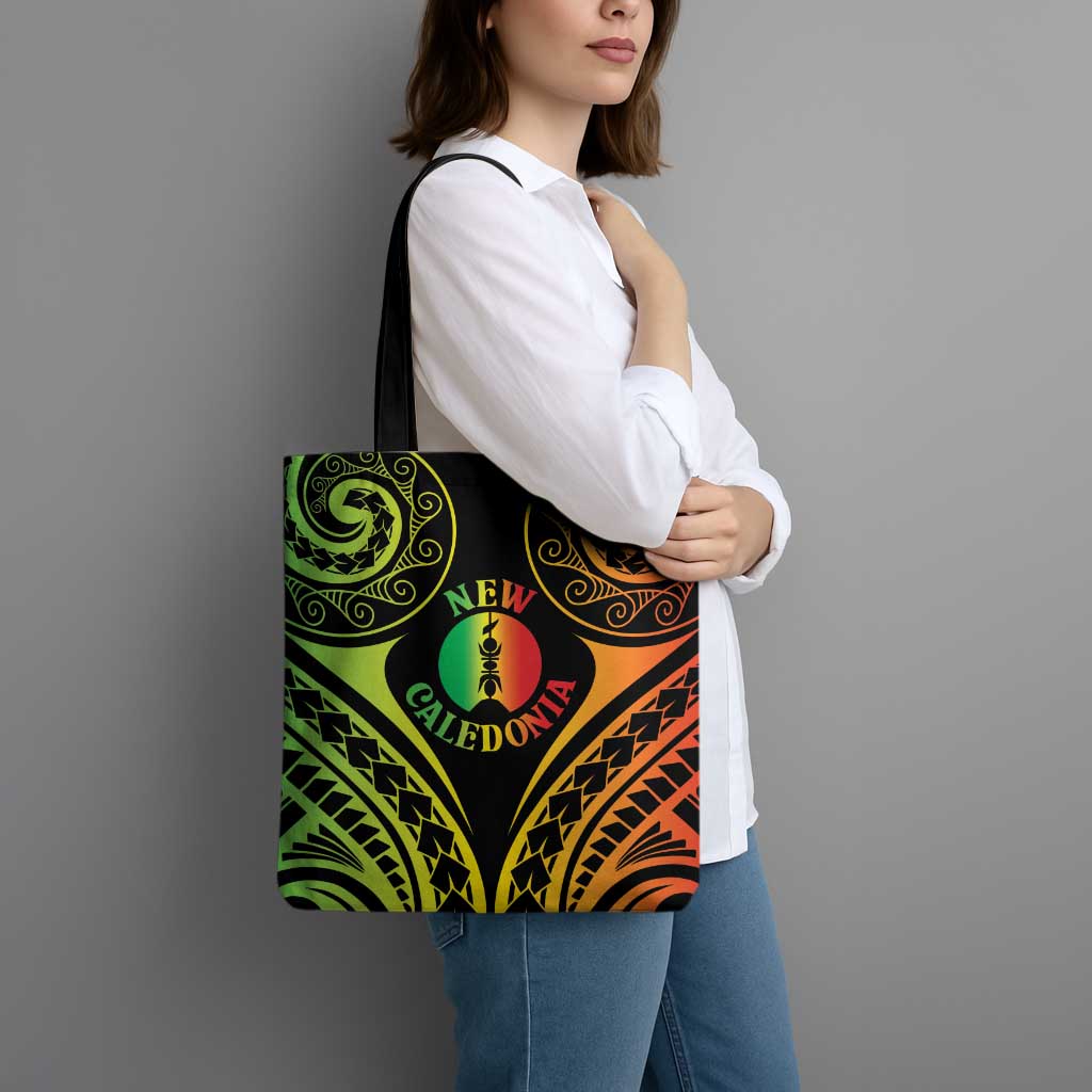 New Caledonia Day Tote Bag Polynesian Curves Reggae Color LT05 - Polynesian Pride