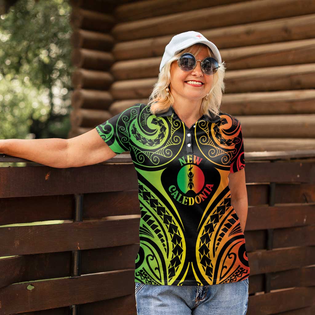 New Caledonia Day Women Polo Shirt Polynesian Curves Reggae Color LT05 - Polynesian Pride