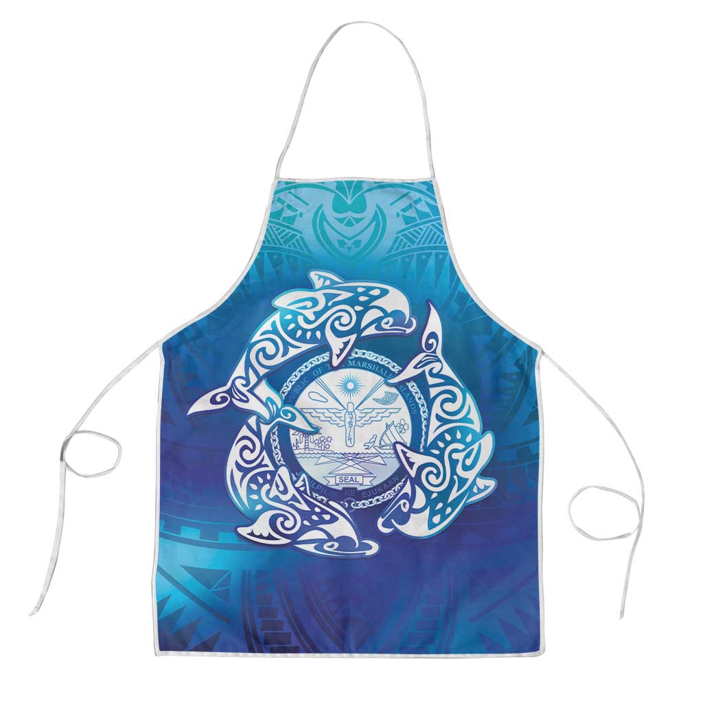 Marshall Islands Manit Day Apron Tribal Dolphin With Marshall Seal LT05 Blue - Polynesian Pride
