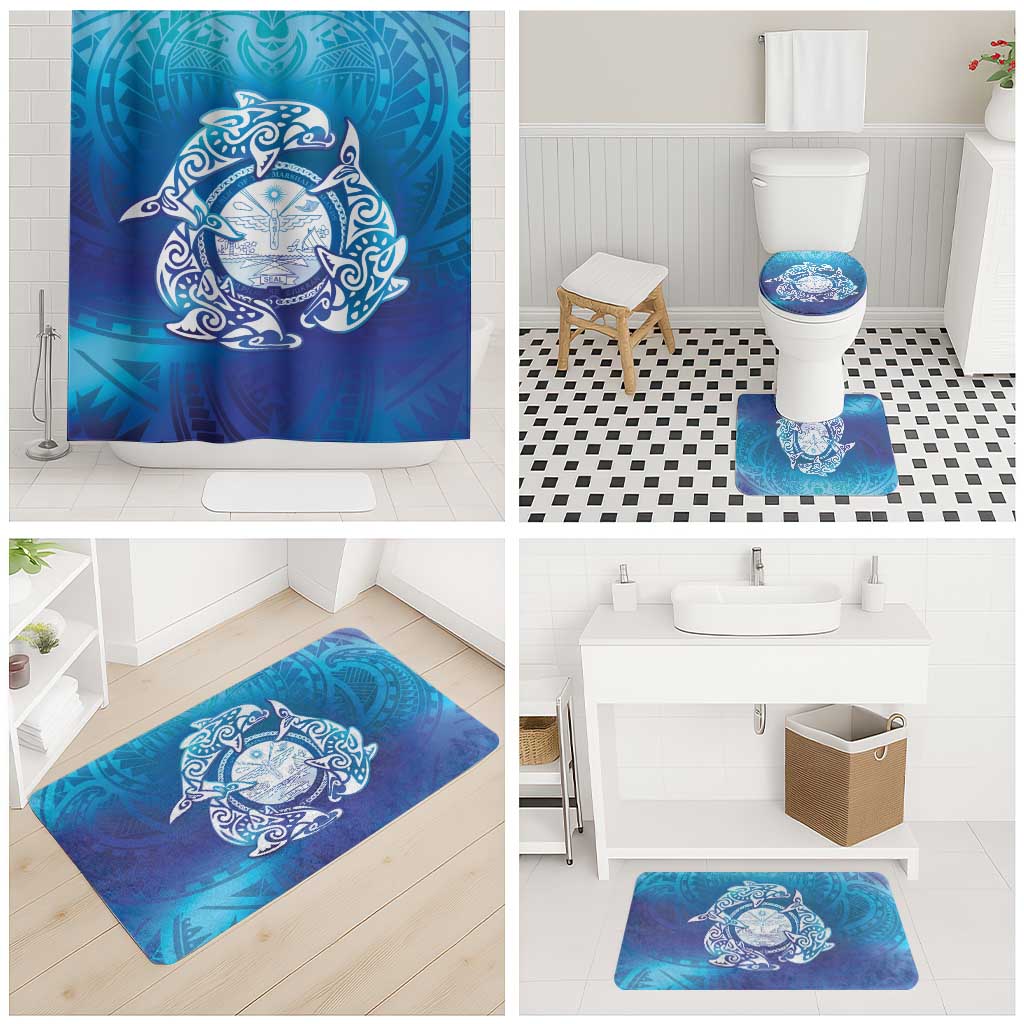 Marshall Islands Manit Day Bathroom Set Tribal Dolphin With Marshall Seal LT05 - Polynesian Pride