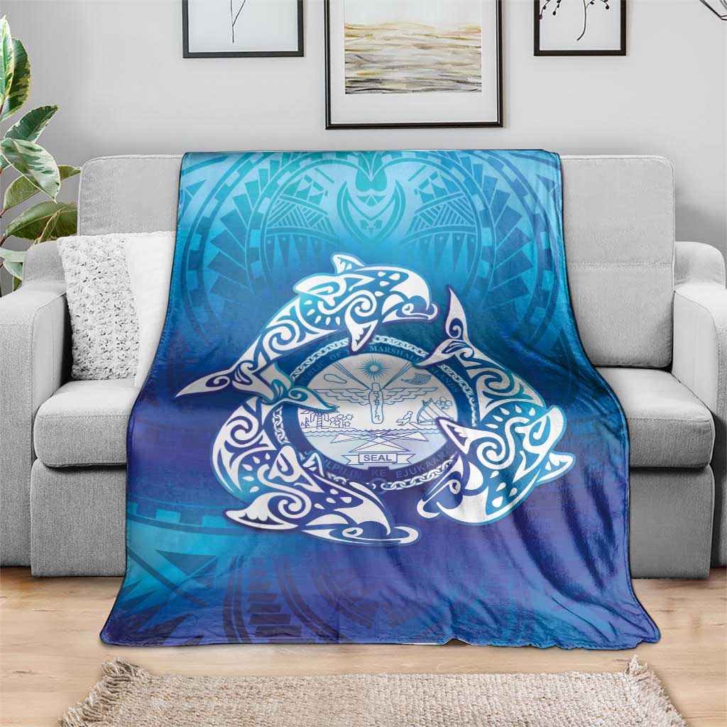 Marshall Islands Manit Day Blanket Tribal Dolphin With Marshall Seal LT05 - Polynesian Pride