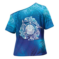 Marshall Islands Manit Day Cross Shoulder Shirt Tribal Dolphin With Marshall Seal LT05 - Polynesian Pride