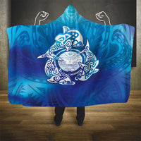 Marshall Islands Manit Day Hooded Blanket Tribal Dolphin With Marshall Seal LT05 - Polynesian Pride