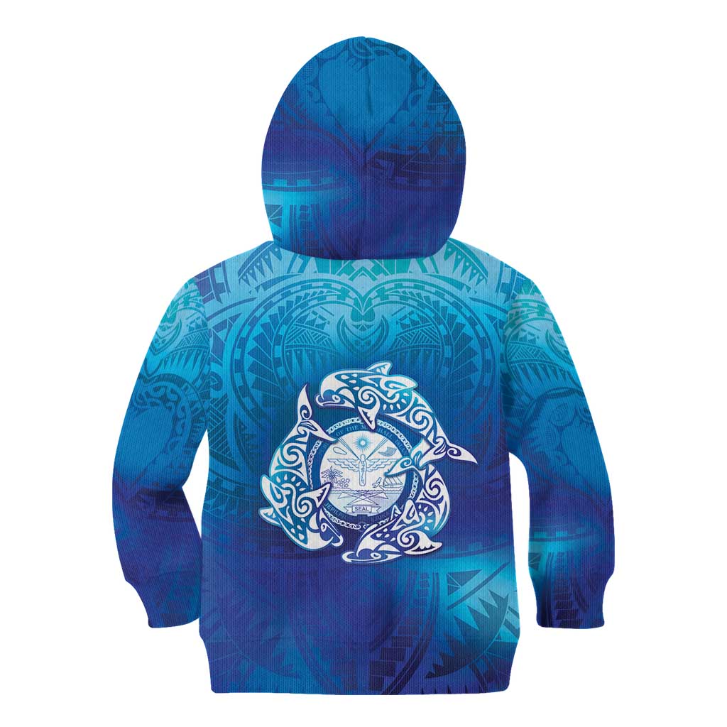Marshall Islands Manit Day Kid Hoodie Tribal Dolphin With Marshall Seal LT05 - Polynesian Pride