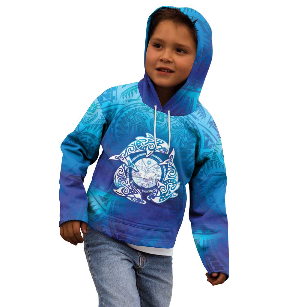 Marshall Islands Manit Day Kid Hoodie Tribal Dolphin With Marshall Seal LT05 - Polynesian Pride