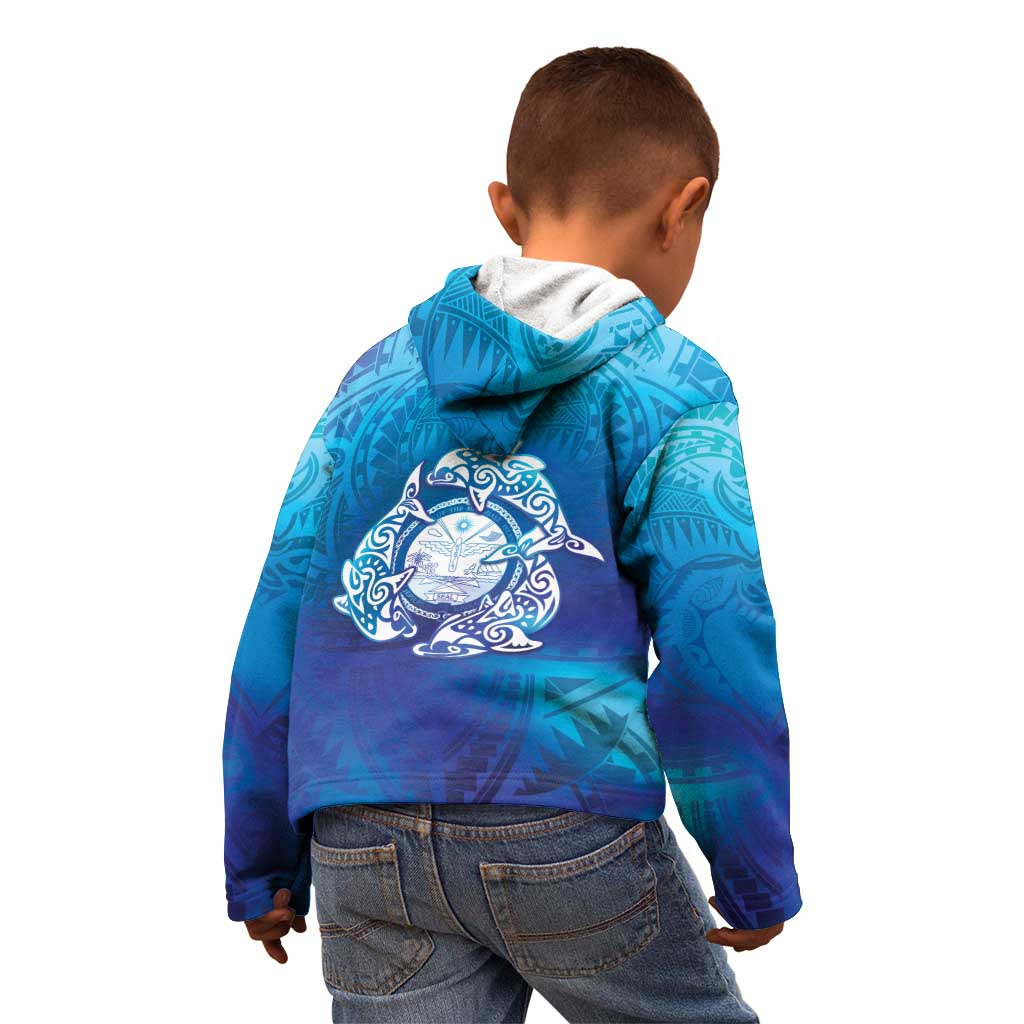 Marshall Islands Manit Day Kid Hoodie Tribal Dolphin With Marshall Seal LT05 - Polynesian Pride