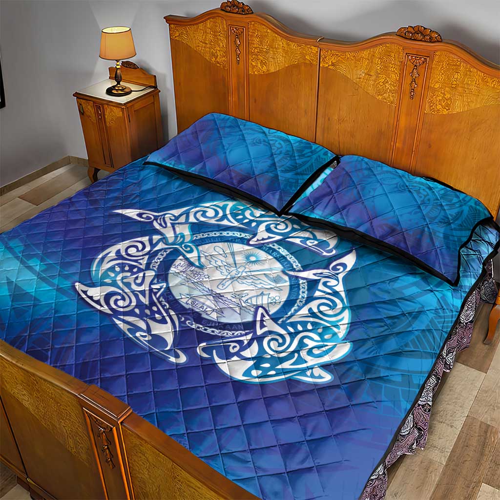 Marshall Islands Manit Day Quilt Bed Set Tribal Dolphin With Marshall Seal LT05 - Polynesian Pride