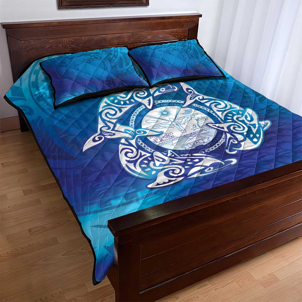 Marshall Islands Manit Day Quilt Bed Set Tribal Dolphin With Marshall Seal LT05 - Polynesian Pride