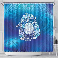 Marshall Islands Manit Day Shower Curtain Tribal Dolphin With Marshall Seal LT05 - Polynesian Pride