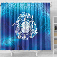 Marshall Islands Manit Day Shower Curtain Tribal Dolphin With Marshall Seal LT05 - Polynesian Pride