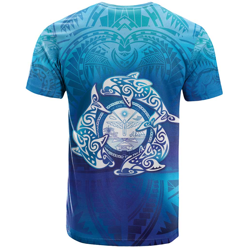 Marshall Islands Manit Day T Shirt Tribal Dolphin With Marshall Seal LT05 - Polynesian Pride