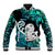 Aotearoa New Zealand Baseball Jacket Paua Shell Fern Koru With Maori Hei Tiki LT05 Unisex Green - Polynesian Pride