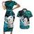 Aotearoa New Zealand Couples Matching Short Sleeve Bodycon Dress and Hawaiian Shirt Paua Shell Fern Koru With Maori Hei Tiki LT05 Green - Polynesian Pride