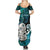 Aotearoa New Zealand Summer Maxi Dress Paua Shell Fern Koru With Maori Hei Tiki LT05 - Polynesian Pride