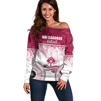 Adi Cakobau School Off Shoulder Sweater 75th Anniversary LT05 Women Pink - Polynesian Pride