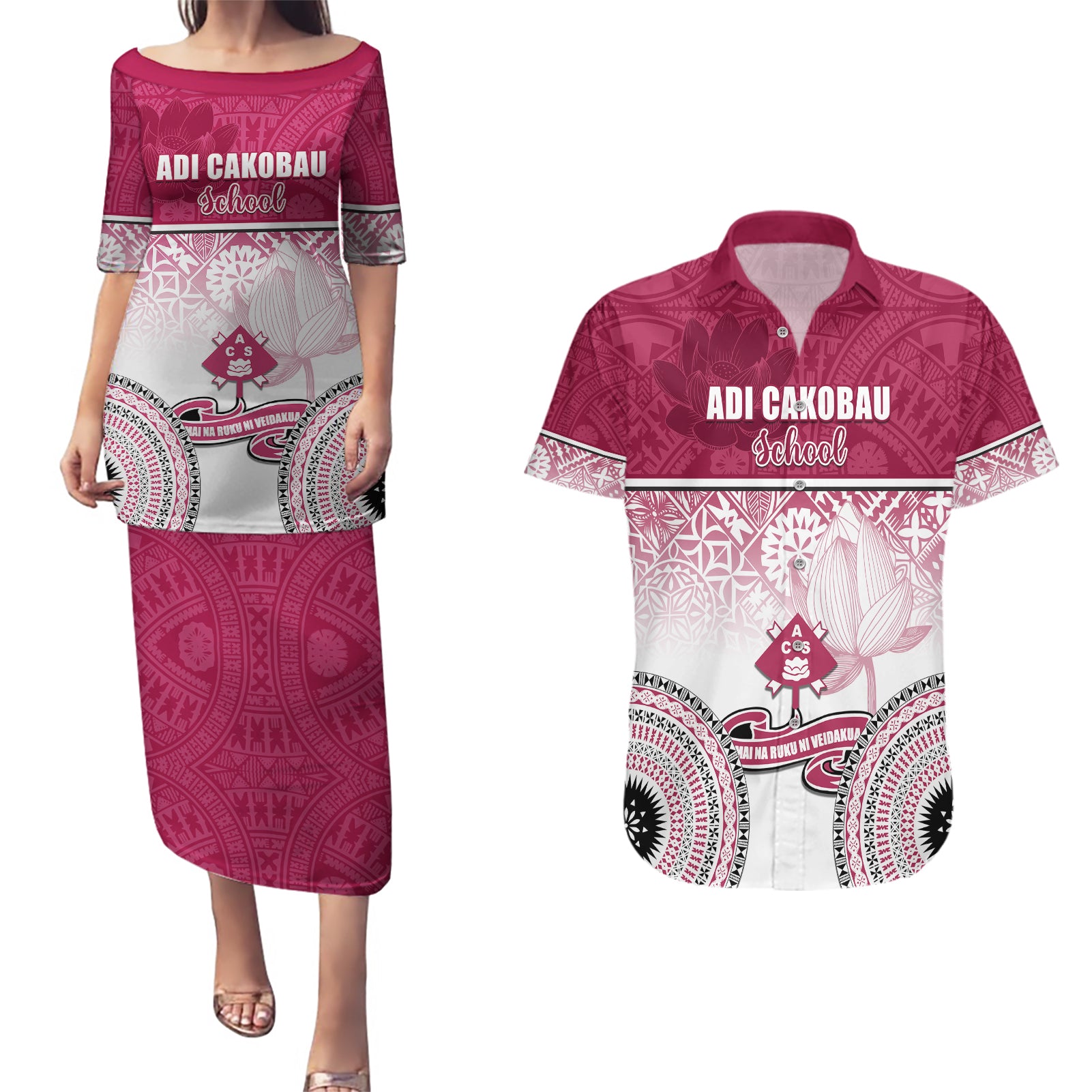 personalized-adi-cakobau-school-couples-matching-puletasi-dress-and-hawaiian-shirt-with-fijian-tapa-pattern