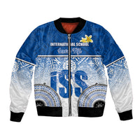 Personalized International School Suva Bomber Jacket With Fijian Tapa Pattern LT05 Unisex Blue - Polynesian Pride