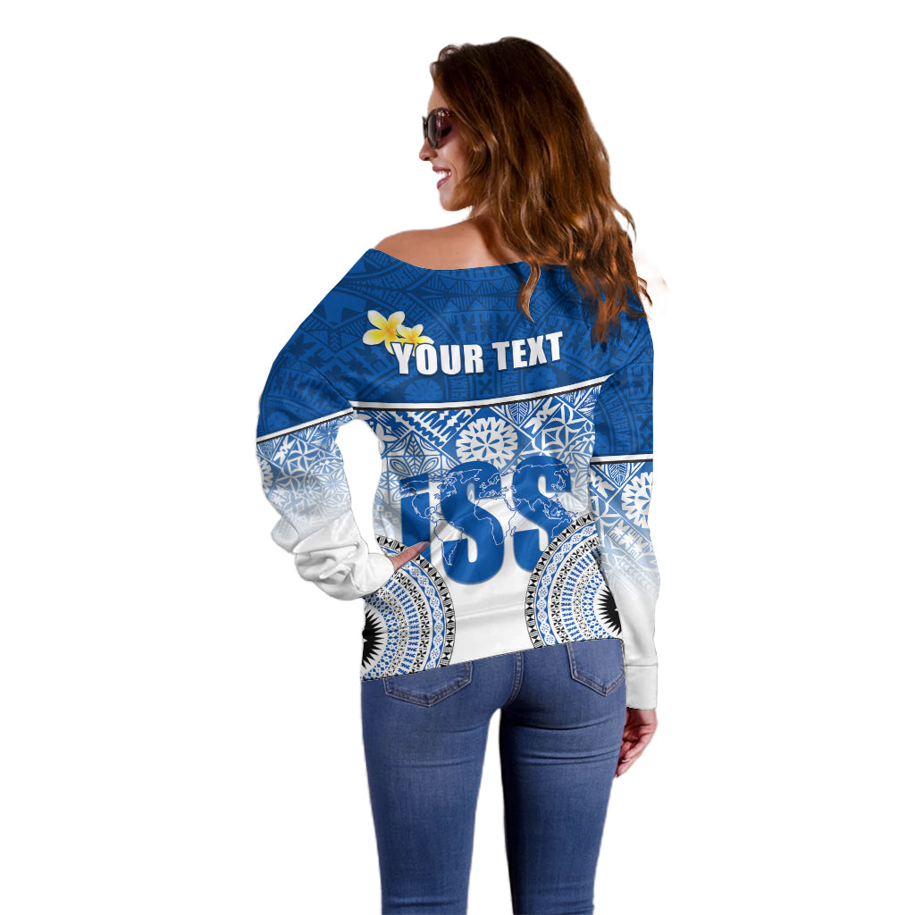 Personalized International School Suva Off Shoulder Sweater With Fijian Tapa Pattern LT05 - Polynesian Pride
