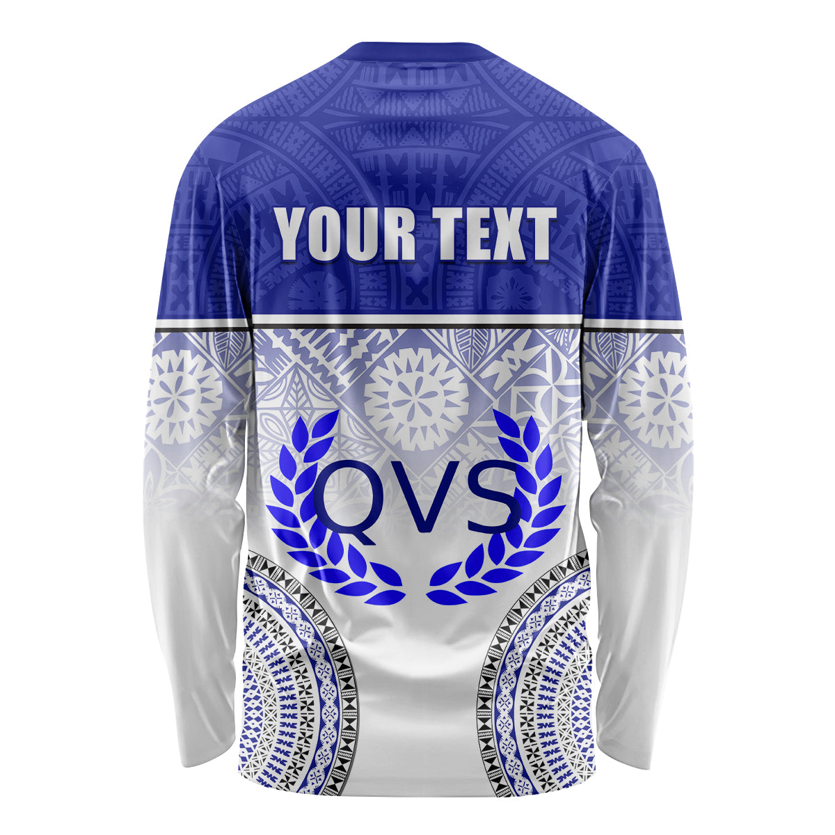 Personalized Queen Victoria School Long Sleeve Shirt With Fijian Tapa Pattern LT05 - Polynesian Pride