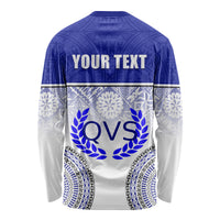 Personalized Queen Victoria School Long Sleeve Shirt With Fijian Tapa Pattern LT05 - Polynesian Pride