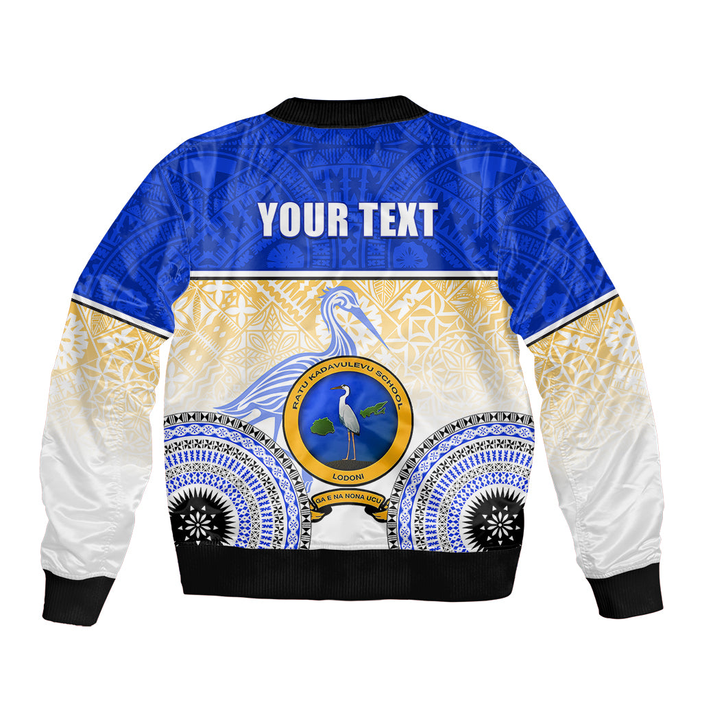 Personalized Ratu Kadavulevu School Sleeve Zip Bomber Jacket With Fijian Tapa Pattern LT05 - Polynesian Pride