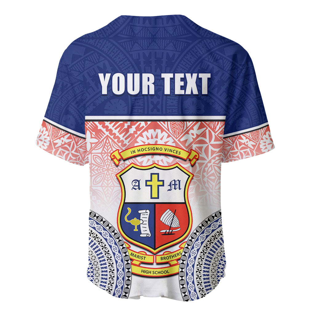 Personalized Marist Brothers High School Baseball Jersey With Fijian Tapa Pattern LT05 - Polynesian Pride