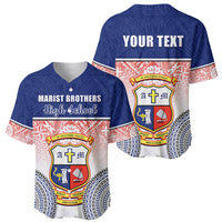 Personalized Marist Brothers High School Baseball Jersey With Fijian Tapa Pattern LT05 - Polynesian Pride