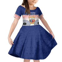 Personalized Marist Brothers High School Kid Short Sleeve Dress With Fijian Tapa Pattern LT05 KID Blue - Polynesian Pride