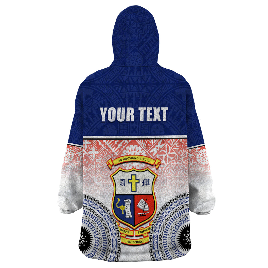 Personalized Marist Brothers High School Wearable Blanket Hoodie With Fijian Tapa Pattern LT05 - Polynesian Pride