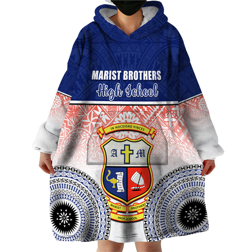 Personalized Marist Brothers High School Wearable Blanket Hoodie With Fijian Tapa Pattern LT05 - Polynesian Pride