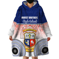 Personalized Marist Brothers High School Wearable Blanket Hoodie With Fijian Tapa Pattern LT05 - Polynesian Pride