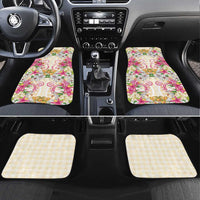 Hawaii Palaka Car Mats Yellow Tribal Pattern With Tropical Flowers LT05 Set 4pcs Yellow - Polynesian Pride