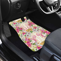 Hawaii Palaka Car Mats Yellow Tribal Pattern With Tropical Flowers LT05 - Polynesian Pride