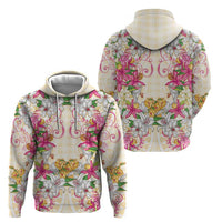 Hawaii Palaka Hoodie Yellow Tribal Pattern With Tropical Flowers LT05 - Polynesian Pride