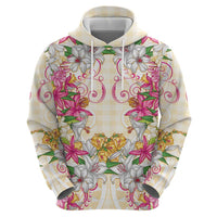 Hawaii Palaka Hoodie Yellow Tribal Pattern With Tropical Flowers LT05 - Polynesian Pride