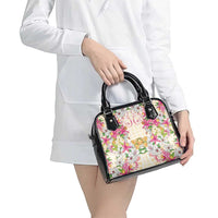 Hawaii Palaka Shoulder Handbag Yellow Tribal Pattern With Tropical Flowers LT05 - Polynesian Pride