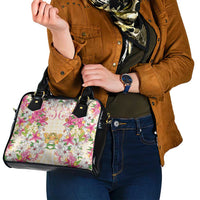 Hawaii Palaka Shoulder Handbag Yellow Tribal Pattern With Tropical Flowers LT05 - Polynesian Pride
