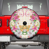 Hawaii Palaka Spare Tire Cover Yellow Tribal Pattern With Tropical Flowers LT05 - Polynesian Pride