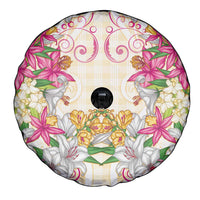 Hawaii Palaka Spare Tire Cover Yellow Tribal Pattern With Tropical Flowers LT05 - Polynesian Pride