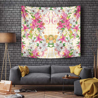 Hawaii Palaka Tapestry Yellow Tribal Pattern With Tropical Flowers LT05 Yellow - Polynesian Pride
